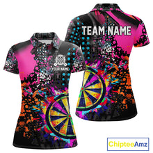 Load image into Gallery viewer, Personalized Colorful Grunge Funny Darts Shirt For Women Custom Darts Jersey Team Polo &amp; 1/4 Zip TDM5068