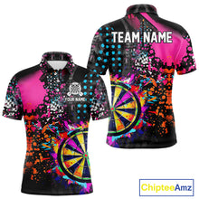 Load image into Gallery viewer, Personalized Colorful Grunge Funny Darts Shirt For Men Custom Darts Jersey Team Polo &amp; 1/4 Zip TDM5068