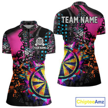 Load image into Gallery viewer, Personalized Colorful Grunge Funny Darts Shirt For Women Custom Darts Jersey Team Polo &amp; 1/4 Zip TDM5068