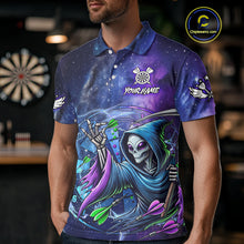 Load image into Gallery viewer, Funny Blue Purple Galaxy Alien Dart Shirts For Men Custom Glowing Dart Jersey Team Polo &amp; 1/4 Zip TDM5075
