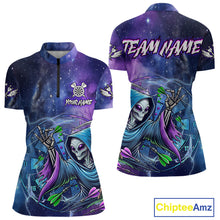 Load image into Gallery viewer, Funny Blue Purple Galaxy Alien Dart Shirts For Women Custom Glowing Dart Jersey Team Polo &amp; 1/4 Zip TDM5075