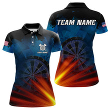 Load image into Gallery viewer, Glowing Orange And Blue Dart Polo &amp; Quarter Zip Custom Women Dart Jerseys Team League Dart Shirts TDM3302