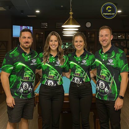 Personalized St Patrick Day 8 Ball Billiard Shirt For Men, Funny Shamrock Luckiest Billiard Jersey TDM5539