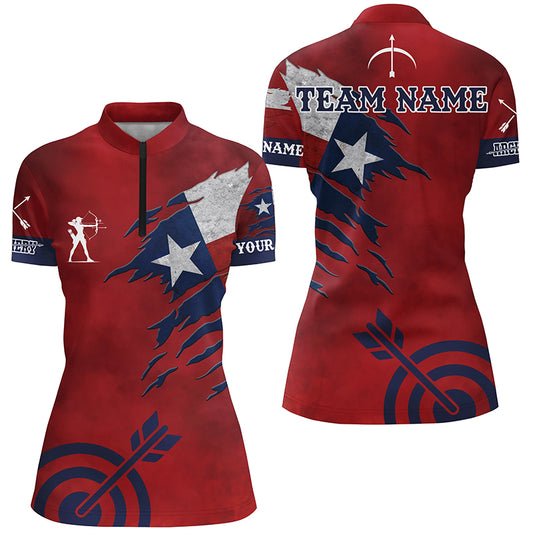 Personalized Texas Archery Women Quarter-Zip, Archery Jersey Texas Flag Shirts For Archer TDM0985