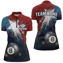 Load image into Gallery viewer, Personalized Grunge Texas Flag 8 Ball Billiard Pool Shirt For Women, Patriotic Texas Billiard Jerseys TDM3631