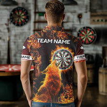 Load image into Gallery viewer, Orange Flame Dartboard Wolf Dart Shirts For Men Custom Dart Jersey Polo &amp; 1/4 Zip, Dart Team Shirts TDM3783