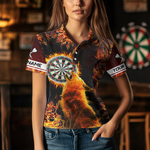 Load image into Gallery viewer, Orange Flame Dartboard Wolf Dart Shirts For Women Custom Dart Jersey Polo &amp; 1/4 Zip, Dart Team Shirts TDM3783
