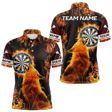 Load image into Gallery viewer, Orange Flame Dartboard Wolf Dart Shirts For Men Custom Dart Jersey Polo &amp; 1/4 Zip, Dart Team Shirts TDM3783