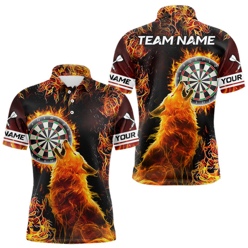 Orange Flame Dartboard Wolf Dart Shirts For Men Custom Dart Jersey Polo & 1/4 Zip, Dart Team Shirts TDM3783