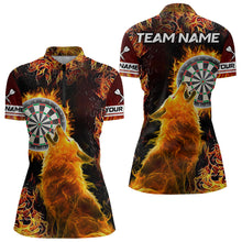 Load image into Gallery viewer, Orange Flame Dartboard Wolf Dart Shirts For Women Custom Dart Jersey Polo &amp; 1/4 Zip, Dart Team Shirts TDM3783
