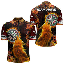 Load image into Gallery viewer, Orange Flame Dartboard Wolf Dart Shirts For Men Custom Dart Jersey Polo &amp; 1/4 Zip, Dart Team Shirts TDM3783