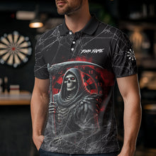 Load image into Gallery viewer, Black And Red Smoke Grim Reaper Funny Dart Shirts For Men Custom Dart Jerseys, Darts Clothing TDM3785