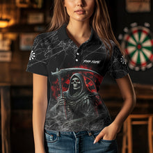Load image into Gallery viewer, Black And Red Smoke Grim Reaper Funny Dart Shirts For Women Custom Dart Jerseys, Darts Clothing  TDM3785
