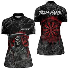 Load image into Gallery viewer, Black And Red Smoke Grim Reaper Funny Dart Shirts For Women Custom Dart Jerseys, Darts Clothing  TDM3785