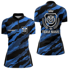 Load image into Gallery viewer, Blue Camo Darts Shirts With Pocket Option For Women Custom Darts Team Jersey TDM3786