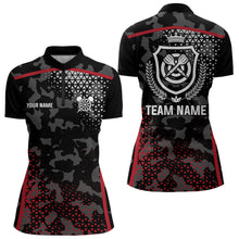 Load image into Gallery viewer, Black And Red Camo Dart Shirt With Pocket Option For Women Custom Darts Jersey TDM3787