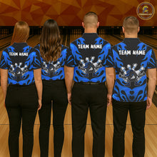 Load image into Gallery viewer, Personalized Blue Funny Flame Bowling Shirt For Men, Fire Bowling Team Jersey Polo &amp; 1/4 Zip TDM6164