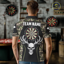 Load image into Gallery viewer, Personalized Green Camo Skull Darts Shirt For Men Custom Darts League Jersey Team Polo &amp; 1/4 Zip TDM6402