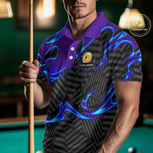 Load image into Gallery viewer, Personalized Blue Purple 9 Ball Pool Billiards Shirts For Men, Billiard Team Jersey Polo &amp;1/4 Zip TDM6403