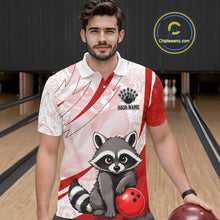 Load image into Gallery viewer, Custom Red Funny Raccoon Bowling Jersey For Men Custom Bowling Shirts Team Polo &amp; Quarter Zip TDM6592