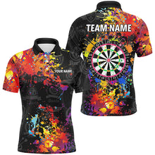 Load image into Gallery viewer, Personalized Dartboard Colorful Paint Custom Black Darts Shirts For Men, Grunge Style Darts Jerseys TDM1894