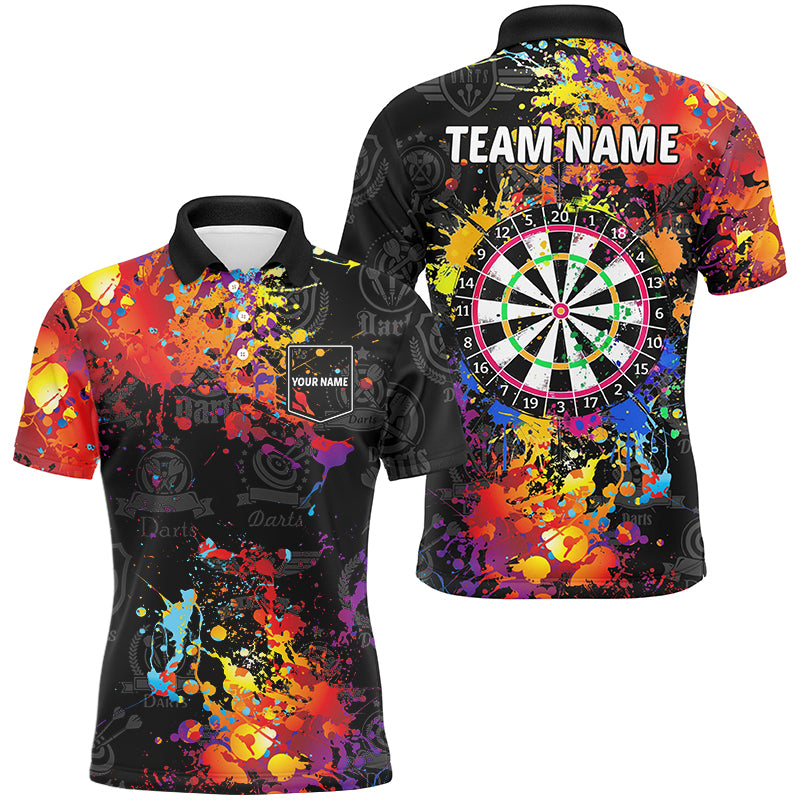 Grunge Colorful Paint Men Dart Shirts With Pocket Custom Darts Team Jersey TDM1894
