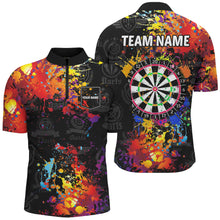 Load image into Gallery viewer, Colorful Paint Men Quarter Zip Dart Shirts With Pocket Custom Darts Jersey TDM1894