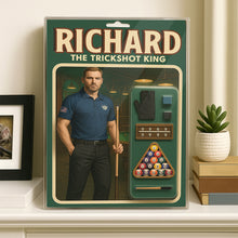Load image into Gallery viewer, The Trickshot King Toy Box Acrylic Plate Custom Name And Face For Billiard Player TDM4251