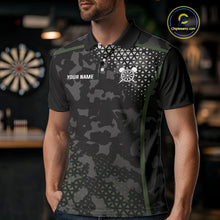 Load image into Gallery viewer, Black &amp; Military Camo Darts Shirt For Men Custom Dart Jersey Pocket Option TDM4652