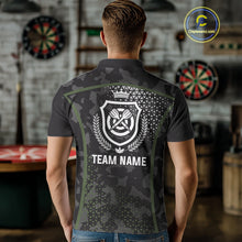 Load image into Gallery viewer, Black &amp; Military Camo Darts Shirt For Men Custom Dart Jersey Pocket Option TDM4652