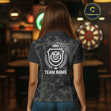 Load image into Gallery viewer, Black &amp; Military Camo Darts Shirt For Women Custom Dart Jersey Pocket Option TDM4652