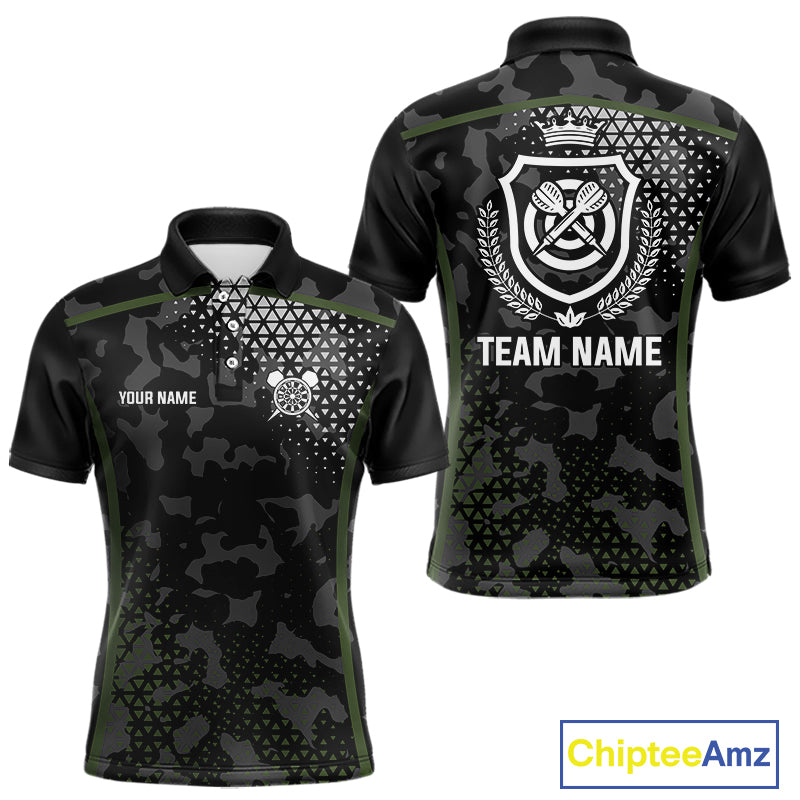 Black & Military Camo Darts Shirt For Men Custom Dart Jersey Pocket Option TDM4652