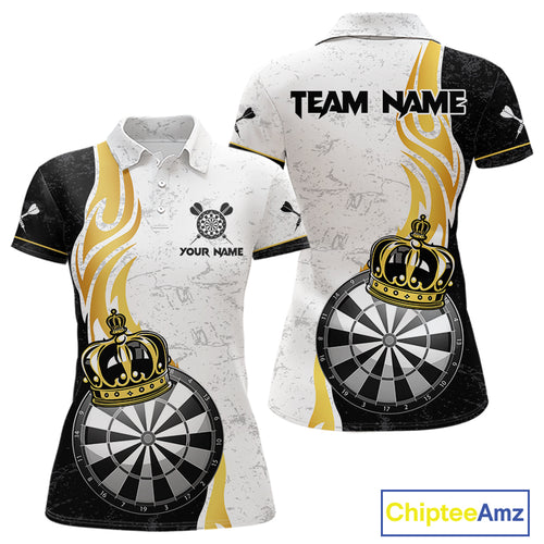 Personalized Dartboard Crown Gold Darts Shirt For Women Custom Darts Team Jersey Polo & 1/4 Zip TDM4653