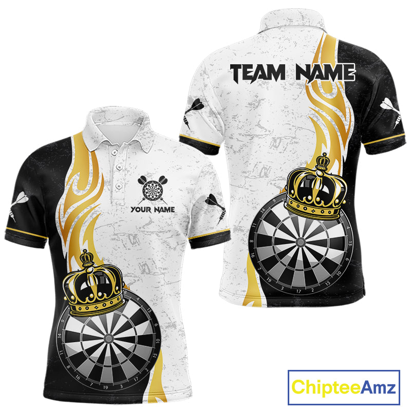 Personalized Dartboard Crown Gold Darts Shirt For Men Custom Darts Team Jersey Polo & 1/4 Zip TDM4653