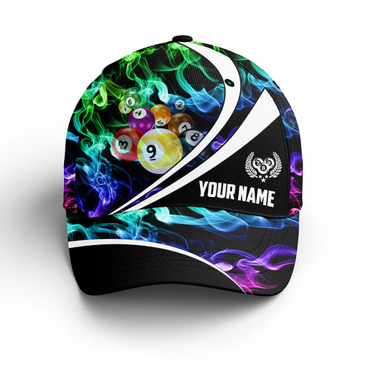 Billiard Ball Multicolor Smoke Personalized Name Billiard Hats, Best Custom Billiard Classic Caps TDM0201