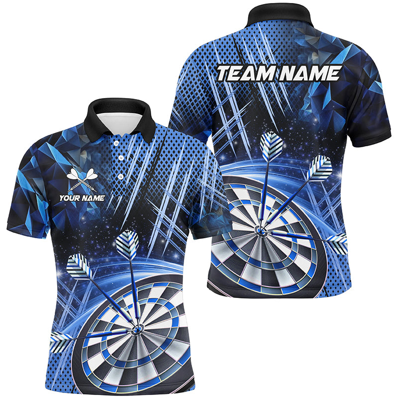Personalized 3D Glitter Men Darts Shirts Custom Team Dart League Shirts Dart Jerseys |Blue TDM2580