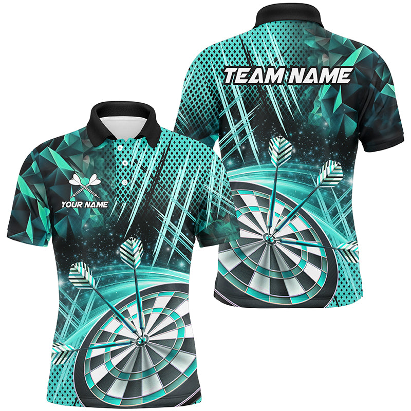 Personalized 3D Glitter Men Darts Shirts Custom Team Dart League Shirts Dart Jerseys |Turquoise TDM2581