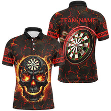 Load image into Gallery viewer, Personalized Fire Flame Skull Magma Pattern Men Darts Shirts, Dart League Shirts Team Jerseys |Red TDM2584