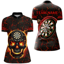 Load image into Gallery viewer, Personalized Fire Flame Skull Magma Pattern Women Darts Shirts, Dart League Shirts Team Jerseys |Red TDM2584