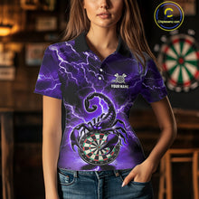 Load image into Gallery viewer, Purple Thunder Lightning Scorpion Darts Polo &amp; 1/4 Zip For Women Custom Darts League Team Jersey TDM4865