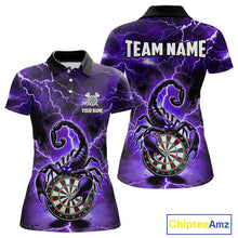 Load image into Gallery viewer, Purple Thunder Lightning Scorpion Darts Polo &amp; 1/4 Zip For Women Custom Darts League Team Jersey TDM4865