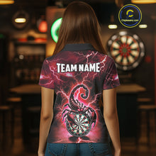 Load image into Gallery viewer, Red Lightning Thunder Scorpion Darts Shirt Polo &amp; 1/4 Zip For Women Custom Darts League Team Jersey TDM4866