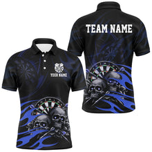 Load image into Gallery viewer, Funny Skull Blue Swirl Pattern Dart Shirts For Men Custom Dart Jerseys Dart Team Shirts Uniform TDM2837