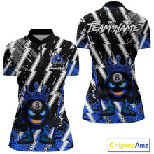 Load image into Gallery viewer, Funny 8 Ball Pool Crown Billiard Shirt For Women Custom Billiard Jersey Team Polo &amp; 1/4 Zip |Blue TDM5082
