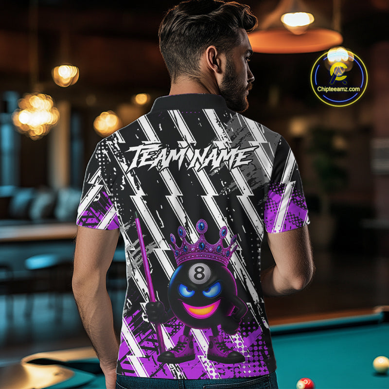 Funny 8 Ball Pool Crown Billiard Shirt For Women Custom Billiard Jersey Team Polo & 1/4 Zip |Purple TDM5083