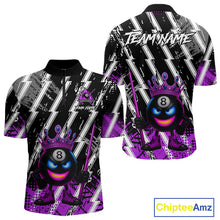 Load image into Gallery viewer, Funny 8 Ball Pool Crown Billiard Shirt For Men Custom Billiard Jersey Team Polo &amp; 1/4 Zip |Purple TDM5083