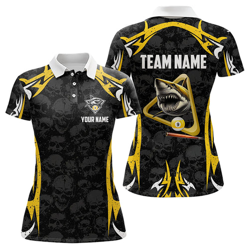 Personalized Shark 9 Ball Pool Skull Pattern Billiard Shirt For Women Custom 9 Ball Billiard Jerseys TDM3304