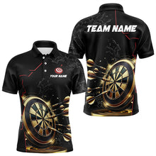 Load image into Gallery viewer, Custom Black And Golden Dart Shirts For Men, Personalized Glowing Darts Team Jerseys Darts Uniform TDM3311