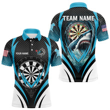 Load image into Gallery viewer, Personalized Blue Dartboard With Shark Men Dart Shirts Custom Darts League Dart Team Jerseys TDM3313