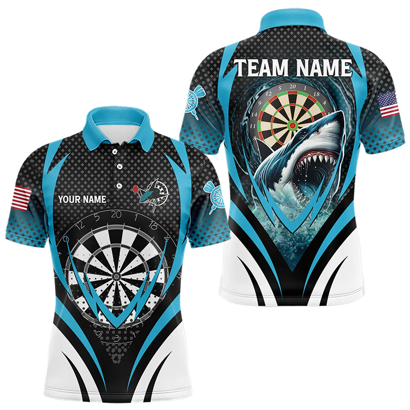 Personalized Blue Dartboard With Shark Men Dart Shirts Custom Darts League Dart Team Jerseys TDM3313